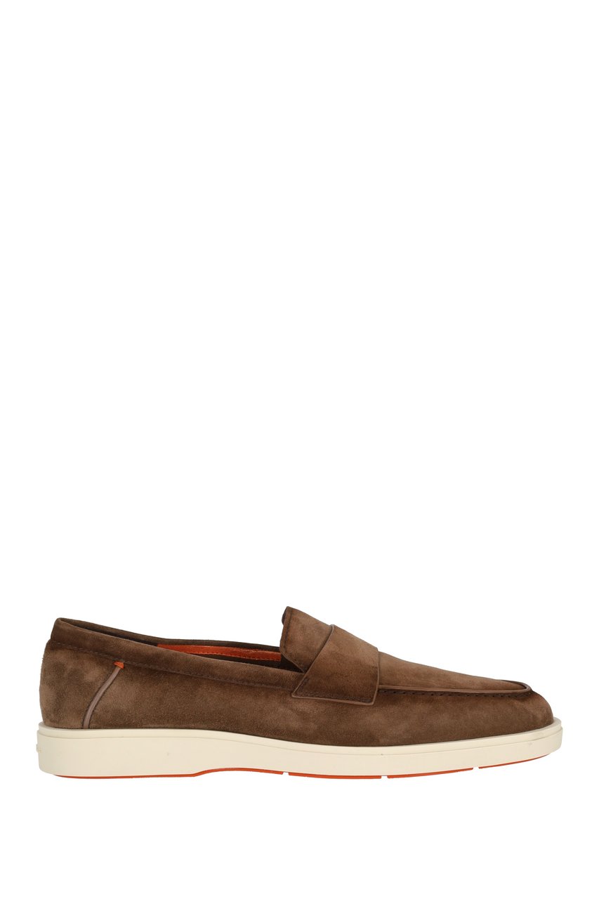 Santoni Suede Slip-On with Rubber Sole Bruin