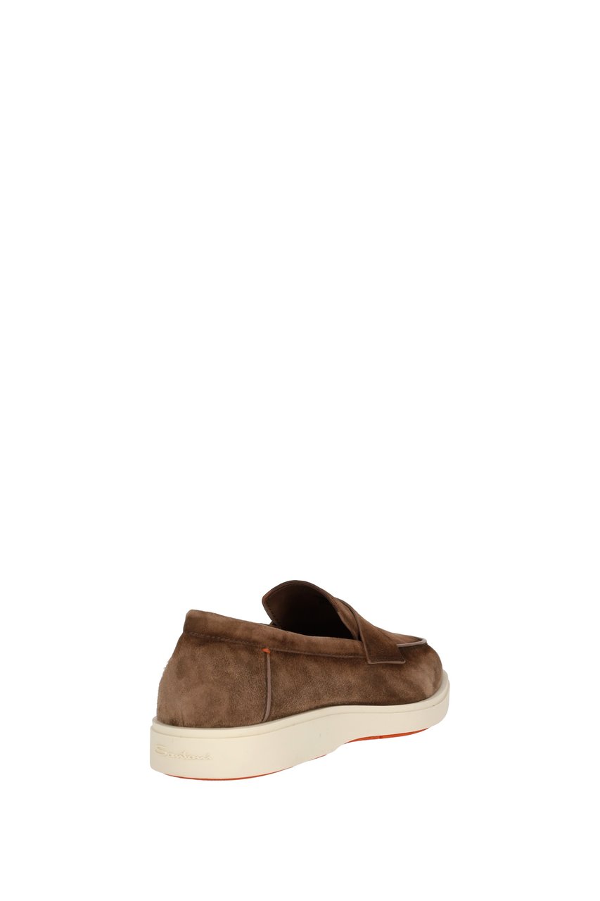 Santoni Suede Slip-On with Rubber Sole Bruin