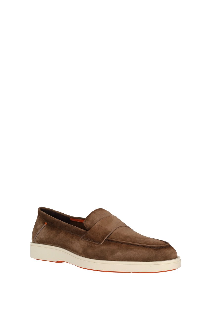 Santoni Suede Slip-On with Rubber Sole Bruin