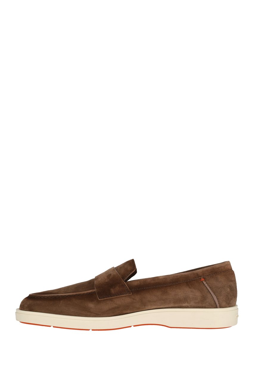 Santoni Suede Slip-On with Rubber Sole Bruin
