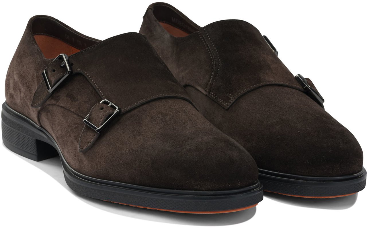 Santoni Suede double buckle loafers Bruin