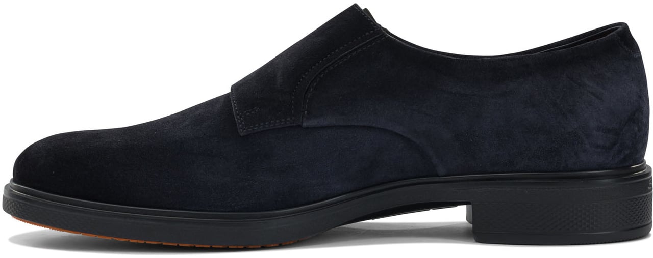 Santoni Suede double buckle loafers Blauw