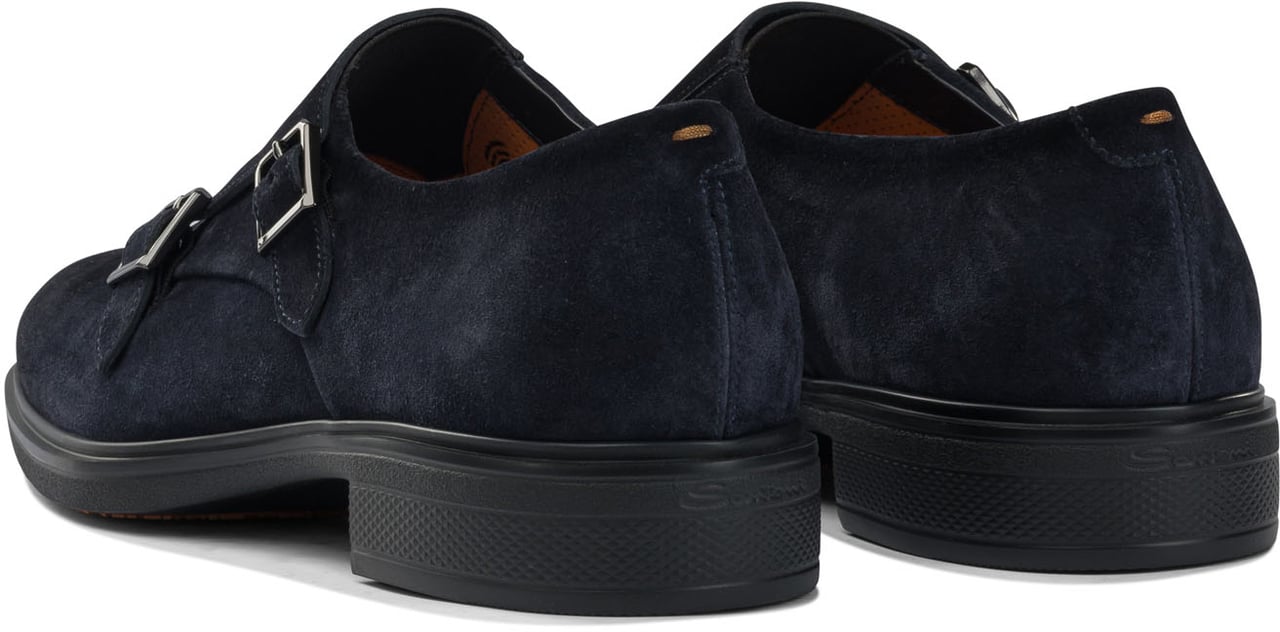 Santoni Suede double buckle loafers Blauw