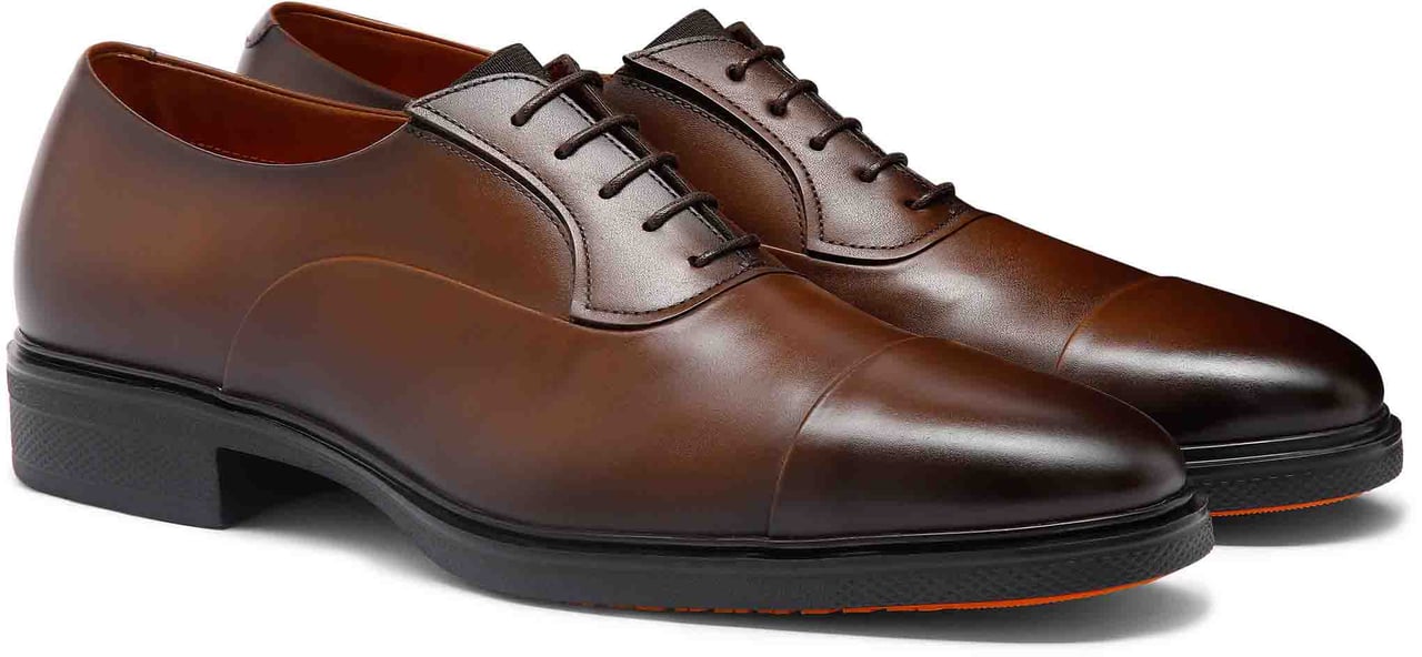 Santoni Men's leather Easy laceup Wit