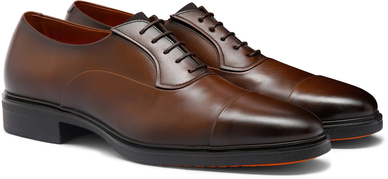 Santoni Men's leather Easy laceup Wit
