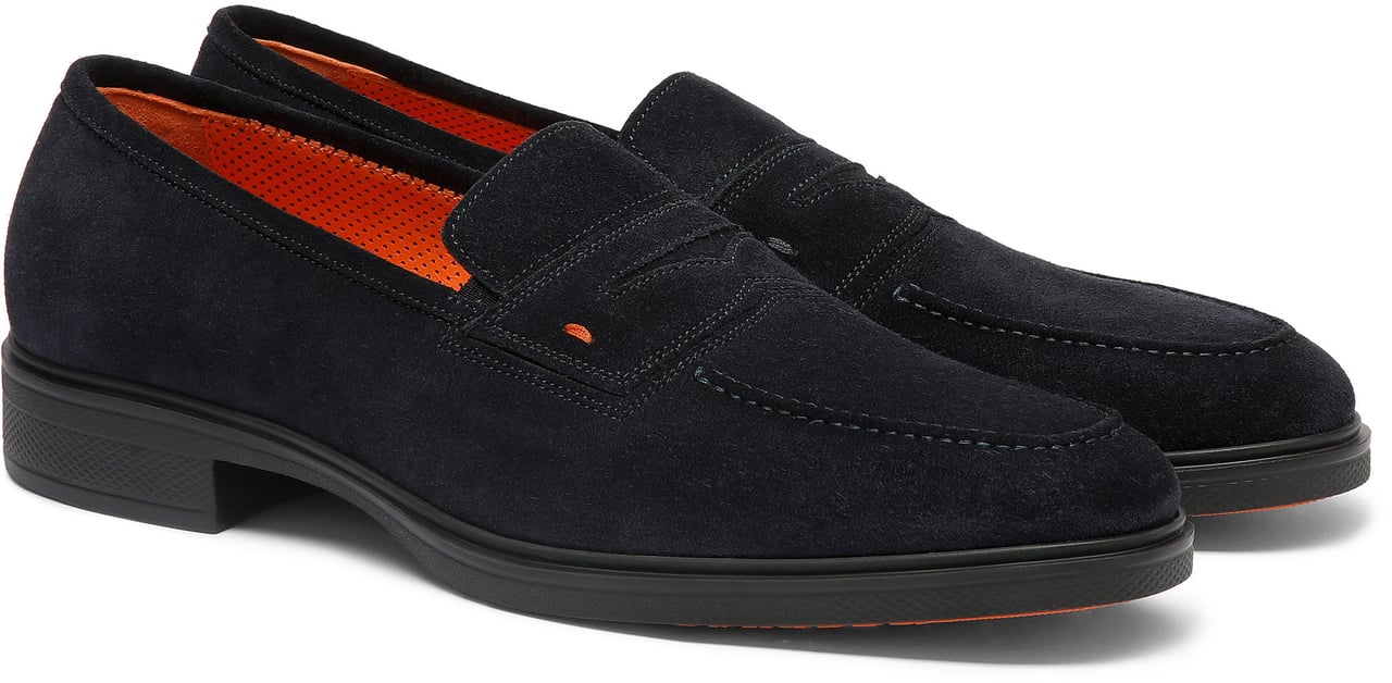 Santoni Men's suede Easy loafer Wit