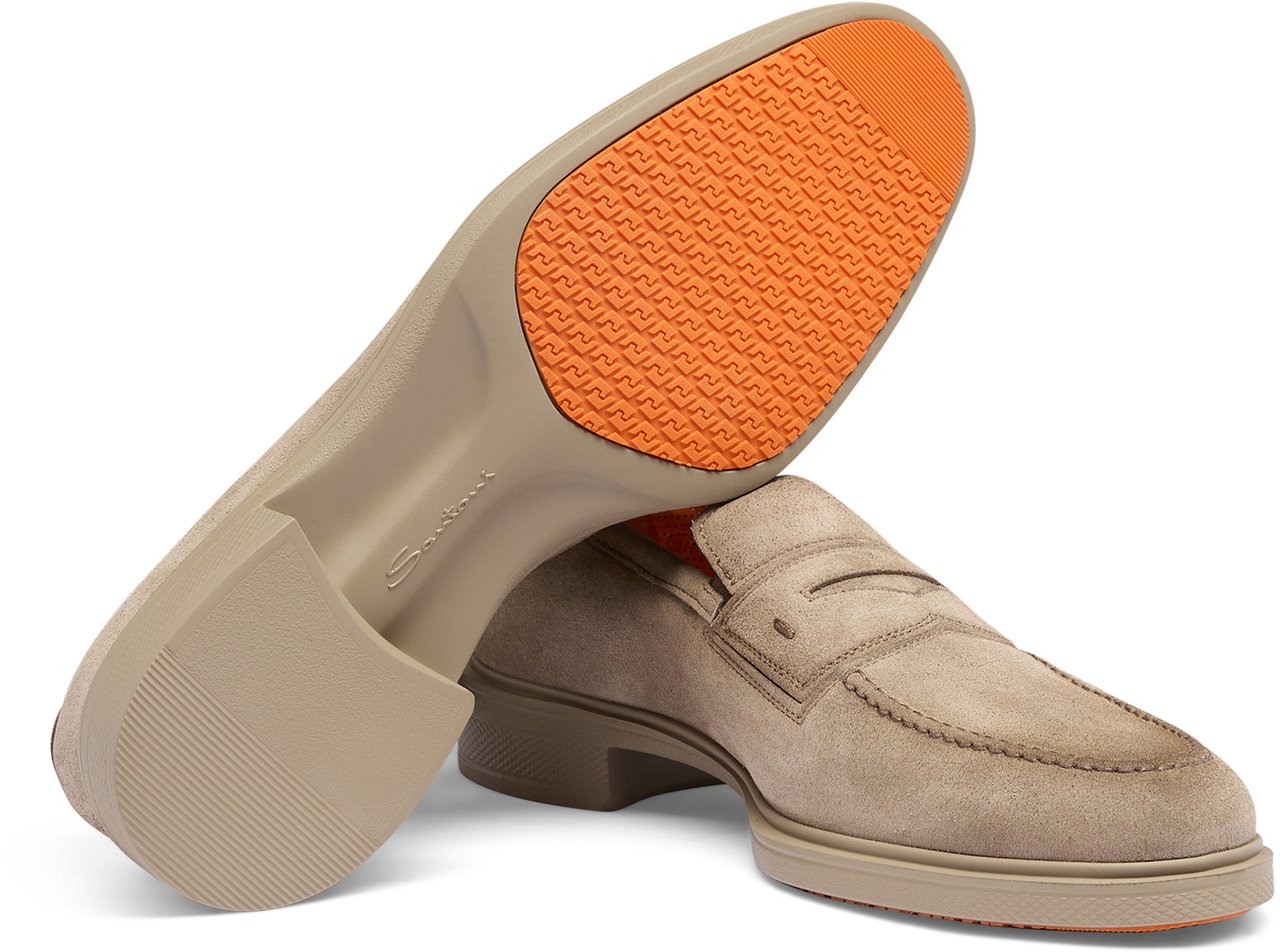 Santoni Men's suede Easy loafer Wit