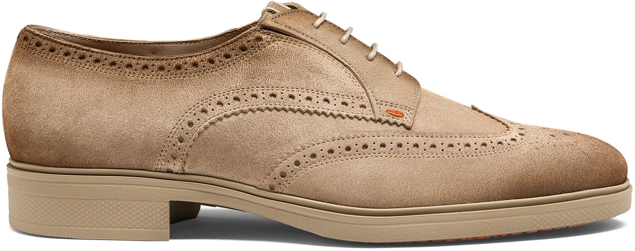 Santoni Men's suede Easy brogue laceup Wit