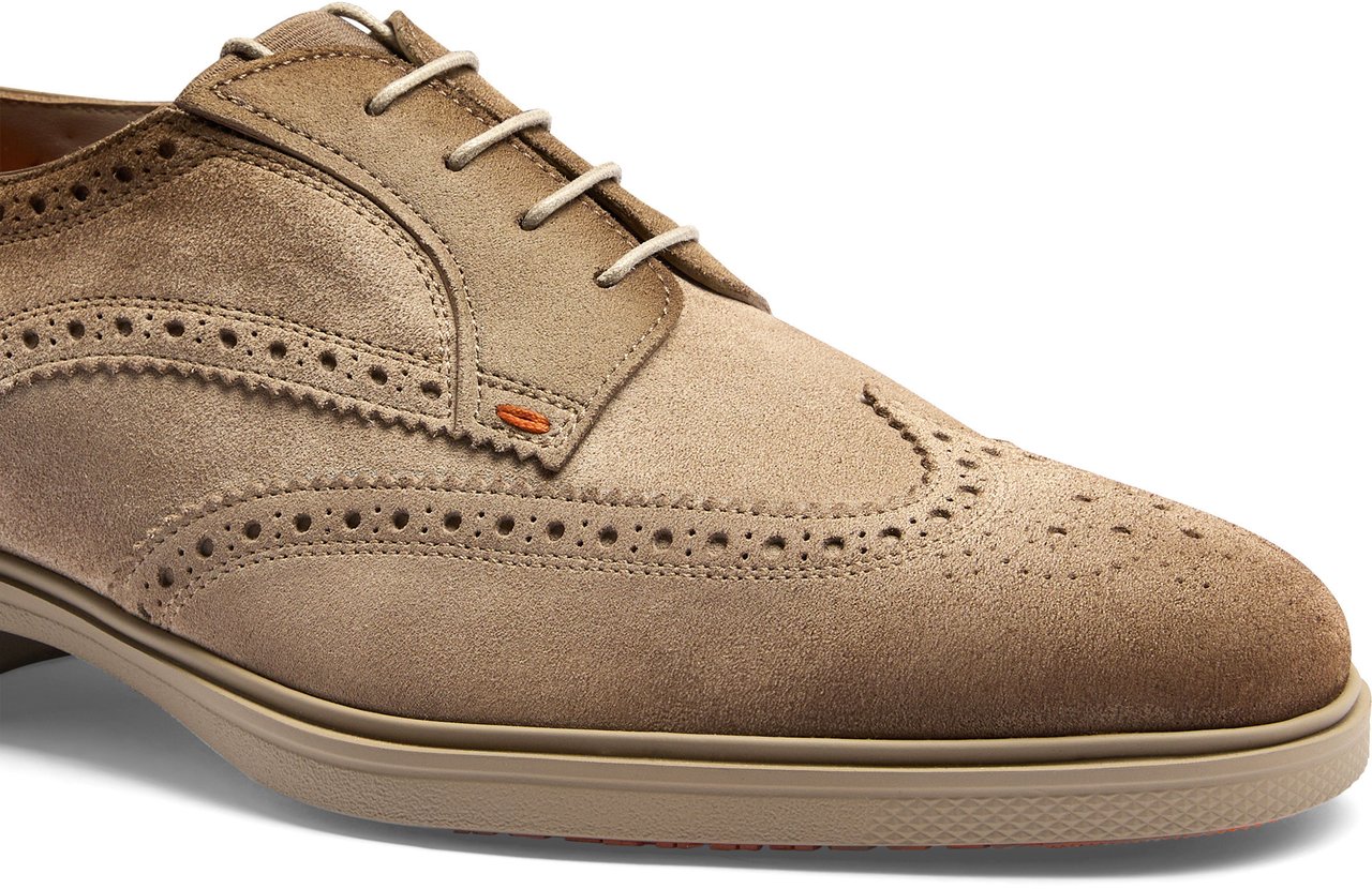Santoni Men's suede Easy brogue laceup Wit