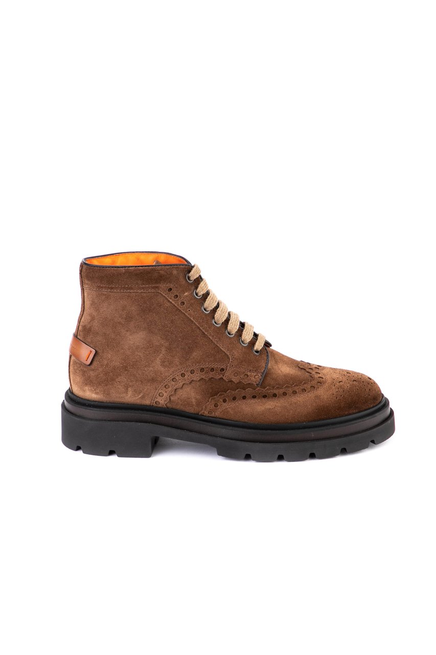 Santoni Breakout Suede Ankle Boots Bruin