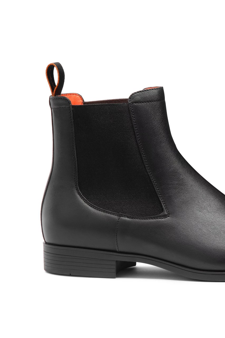 Santoni Black Leather Chelsea Ankle Boots Zwart