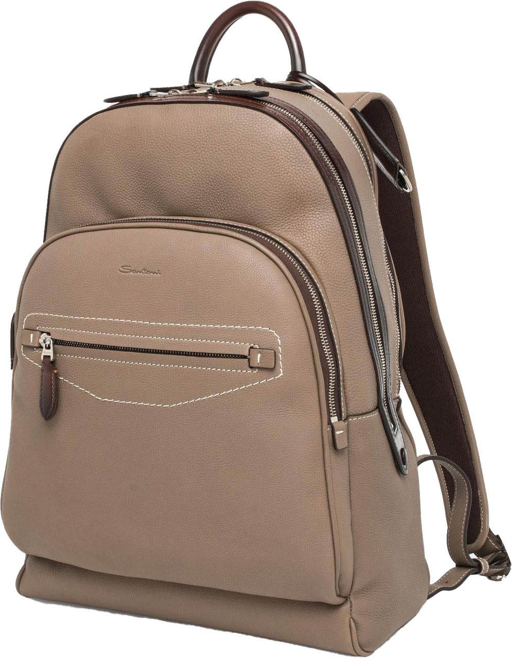 Santoni Heren Dubbele Rugzak Beige