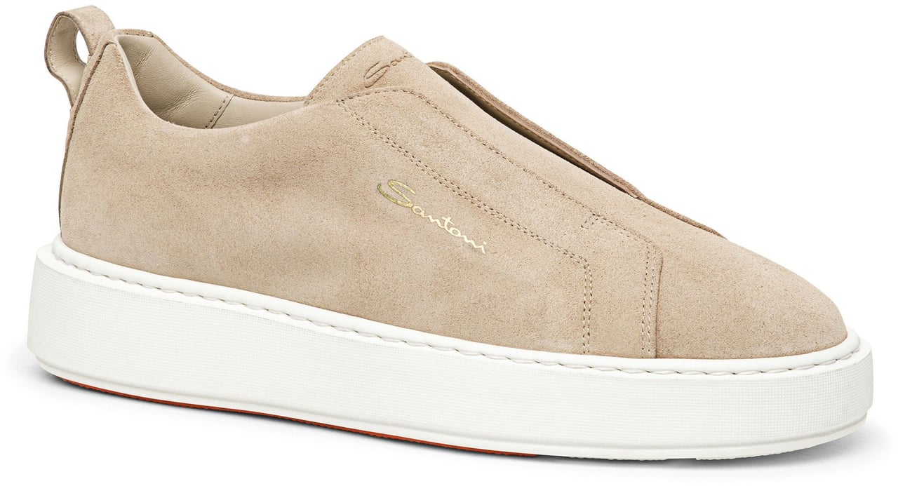 Santoni Women's suede slipon sneaker Beige