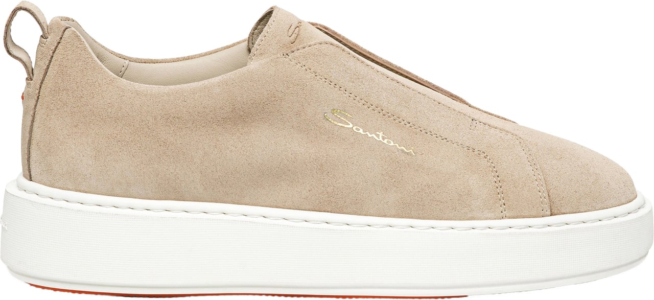 Santoni Women's suede slipon sneaker Beige