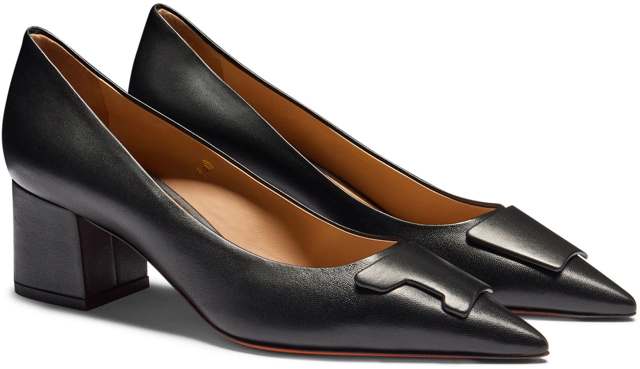 Santoni Women's leather midheel Santoni Sibille pump Wit