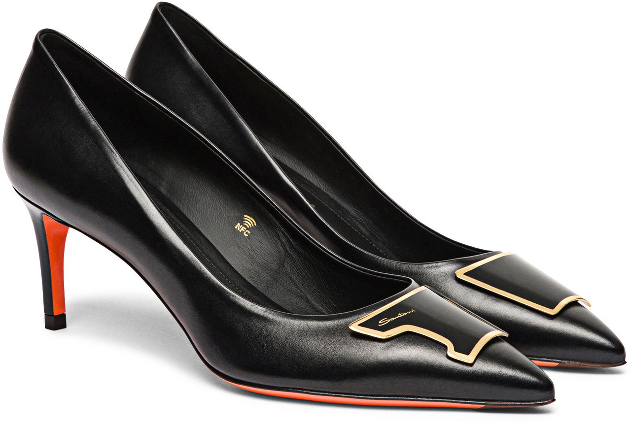 Santoni Women's leather midheel pump Wit