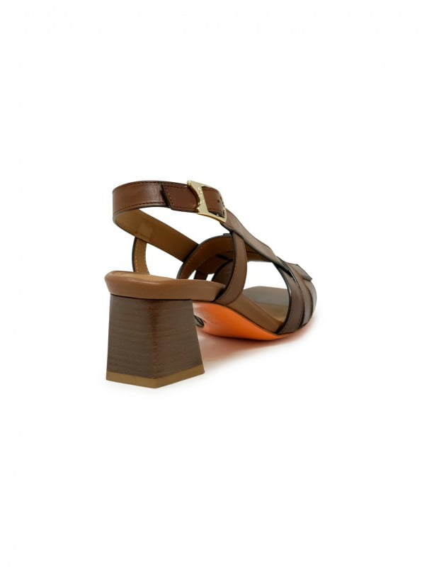 Santoni SANTONI WHNA70933HA3TACGC39 BROWN LEATHER SLINGBACK SANDAL Bruin