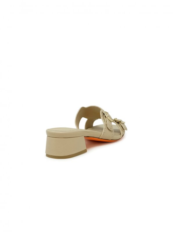 Santoni SANTONI WHVC71647HA2TWKAP10 BEIGE LEATHER BACKLESS SANDAL Beige