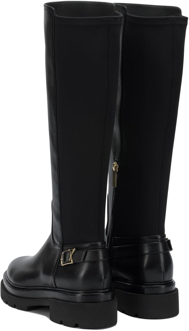 Santoni Leather knee-high boots Zwart