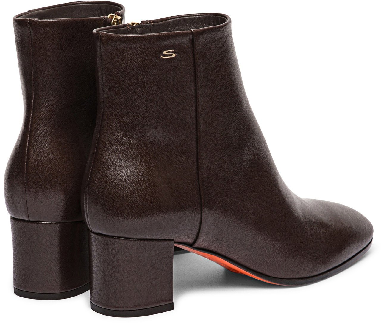 Santoni Women’s leather midheel ankle boot Wit