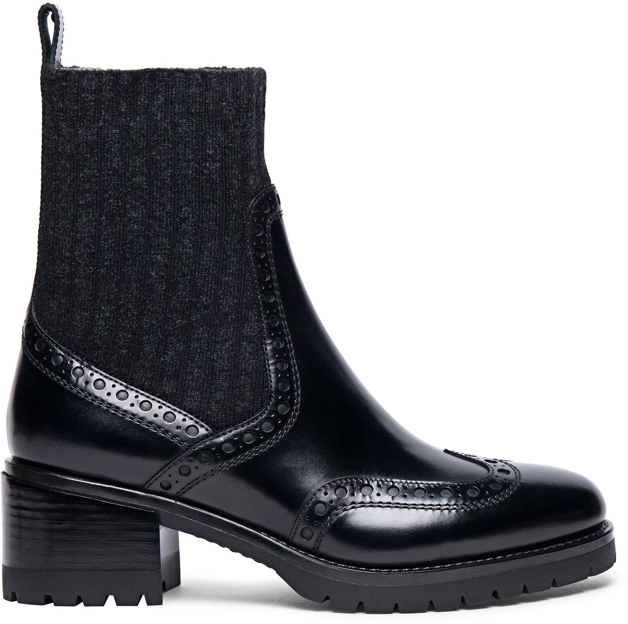 Santoni Leather lowheel brogue ankle boot Wit