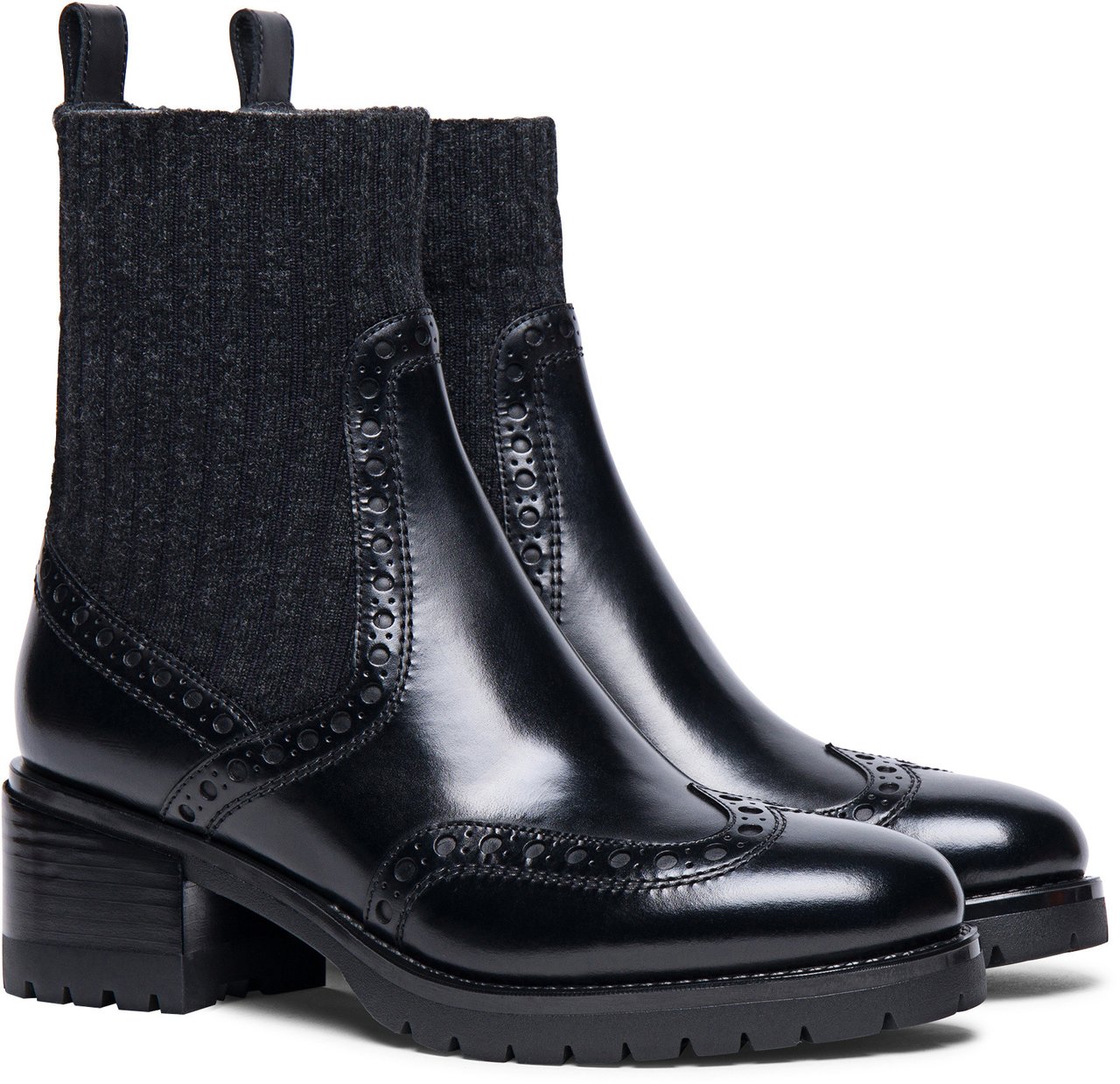 Santoni Leather lowheel brogue ankle boot Wit