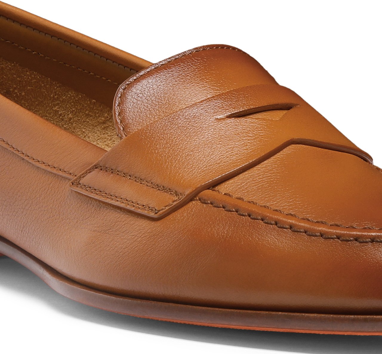 Santoni Leather penny loafer Wit