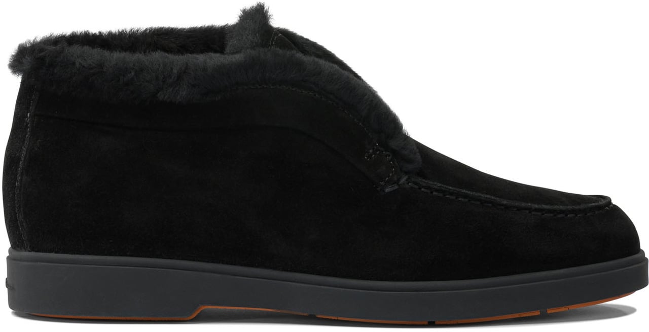 Santoni "Desert" ankle boots with fur Zwart