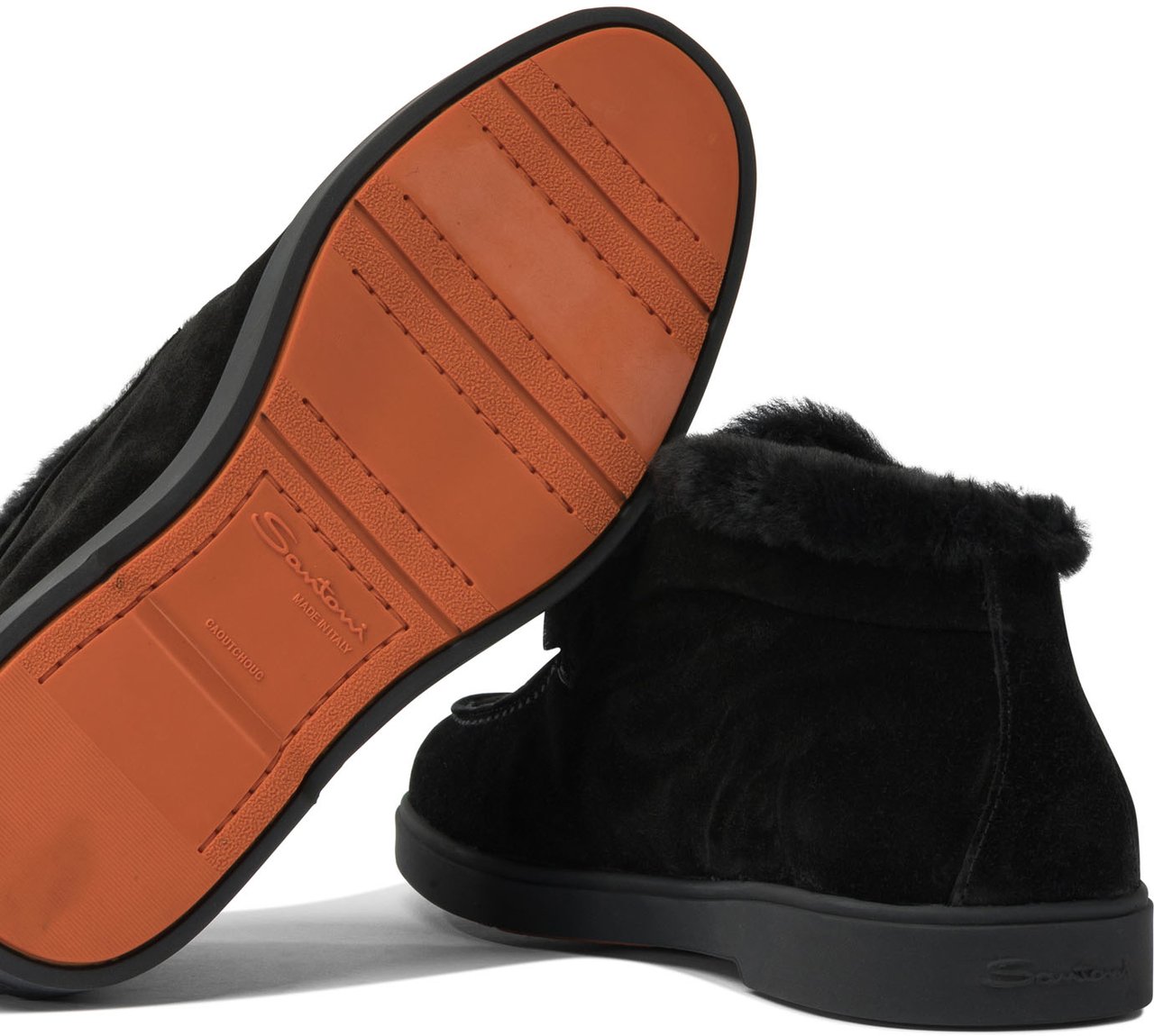 Santoni "Desert" ankle boots with fur Zwart