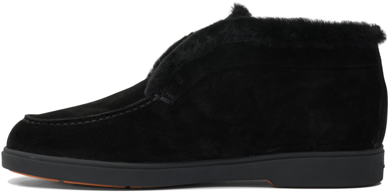 Santoni "Desert" ankle boots with fur Zwart