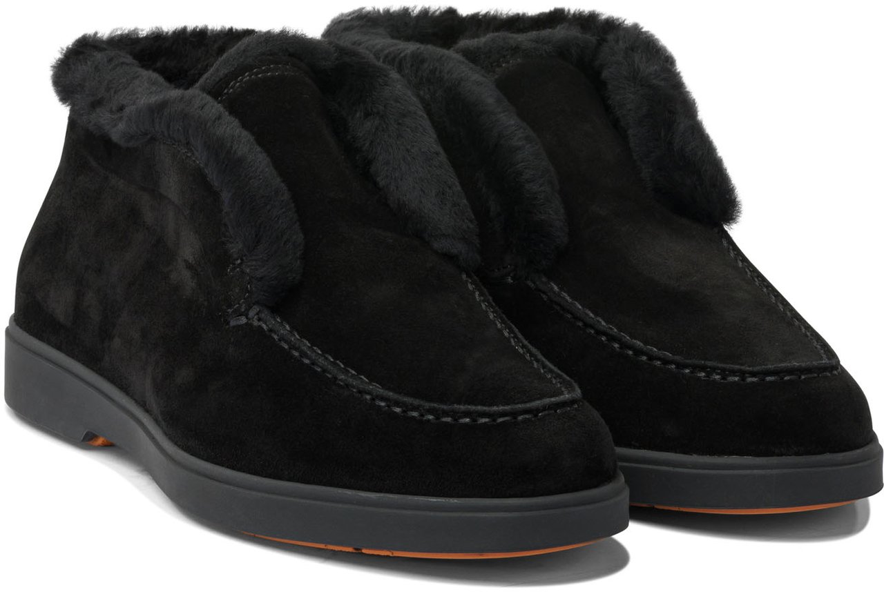 Santoni "Desert" ankle boots with fur Zwart