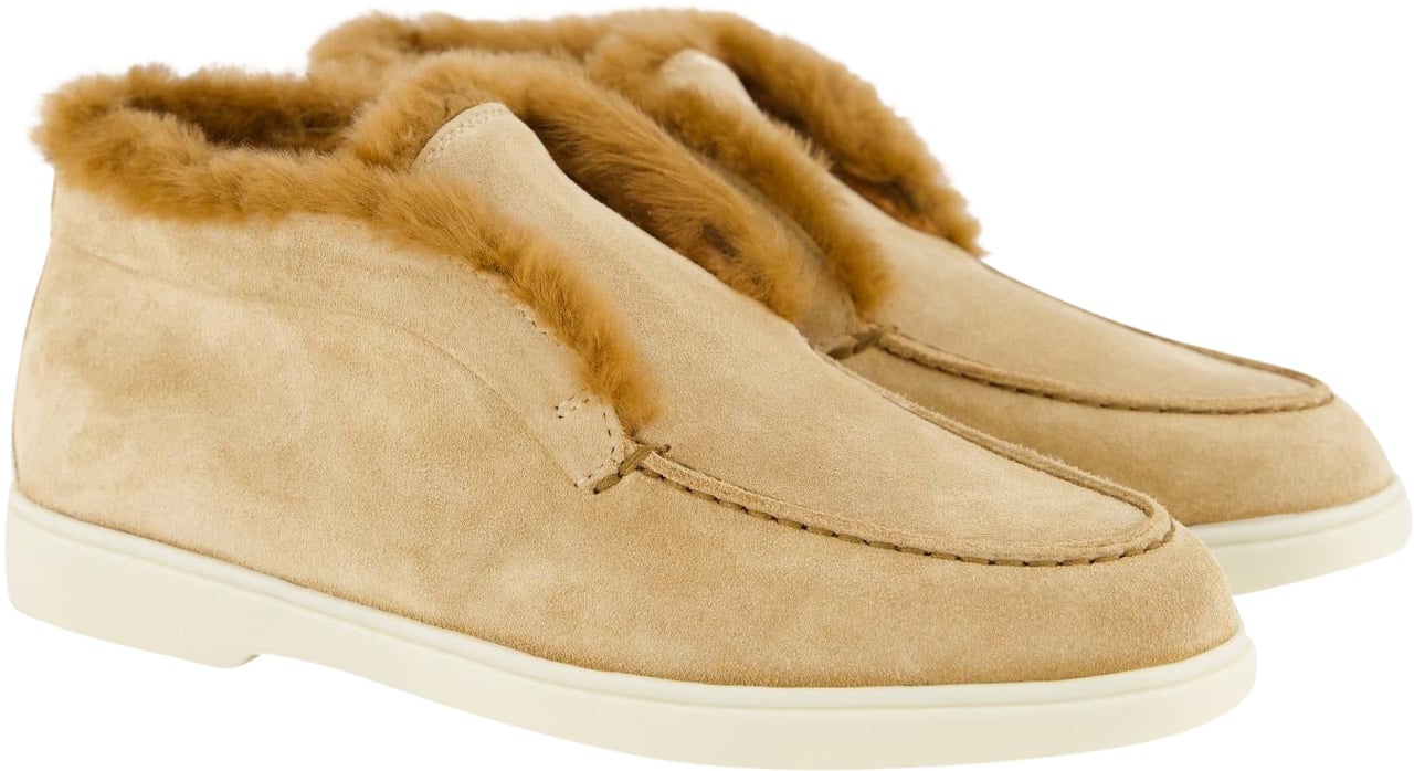 Santoni Dames Fortune Fur Loafer Beige Beige