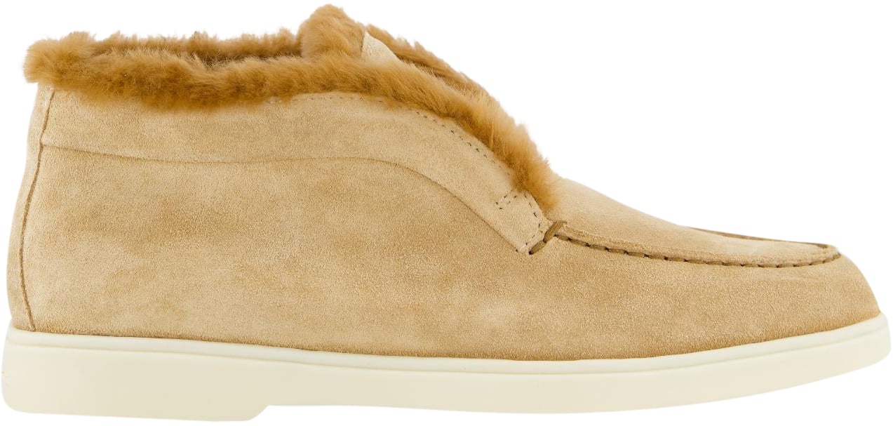 Santoni Dames Fortune Fur Loafer Beige Beige