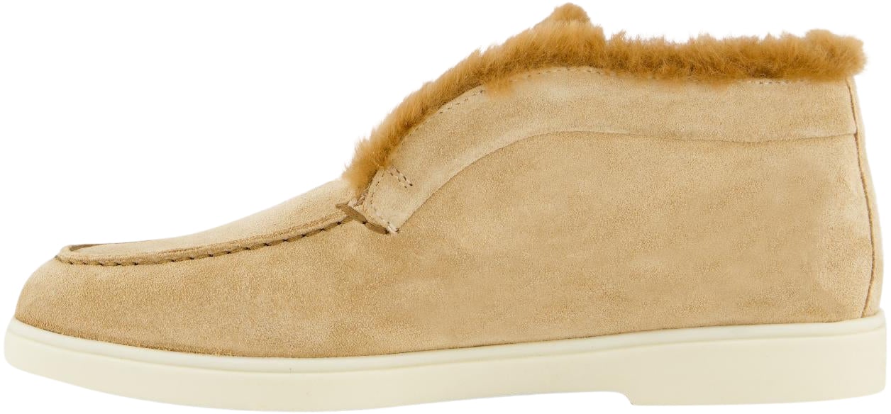 Santoni Dames Fortune Fur Loafer Beige Beige
