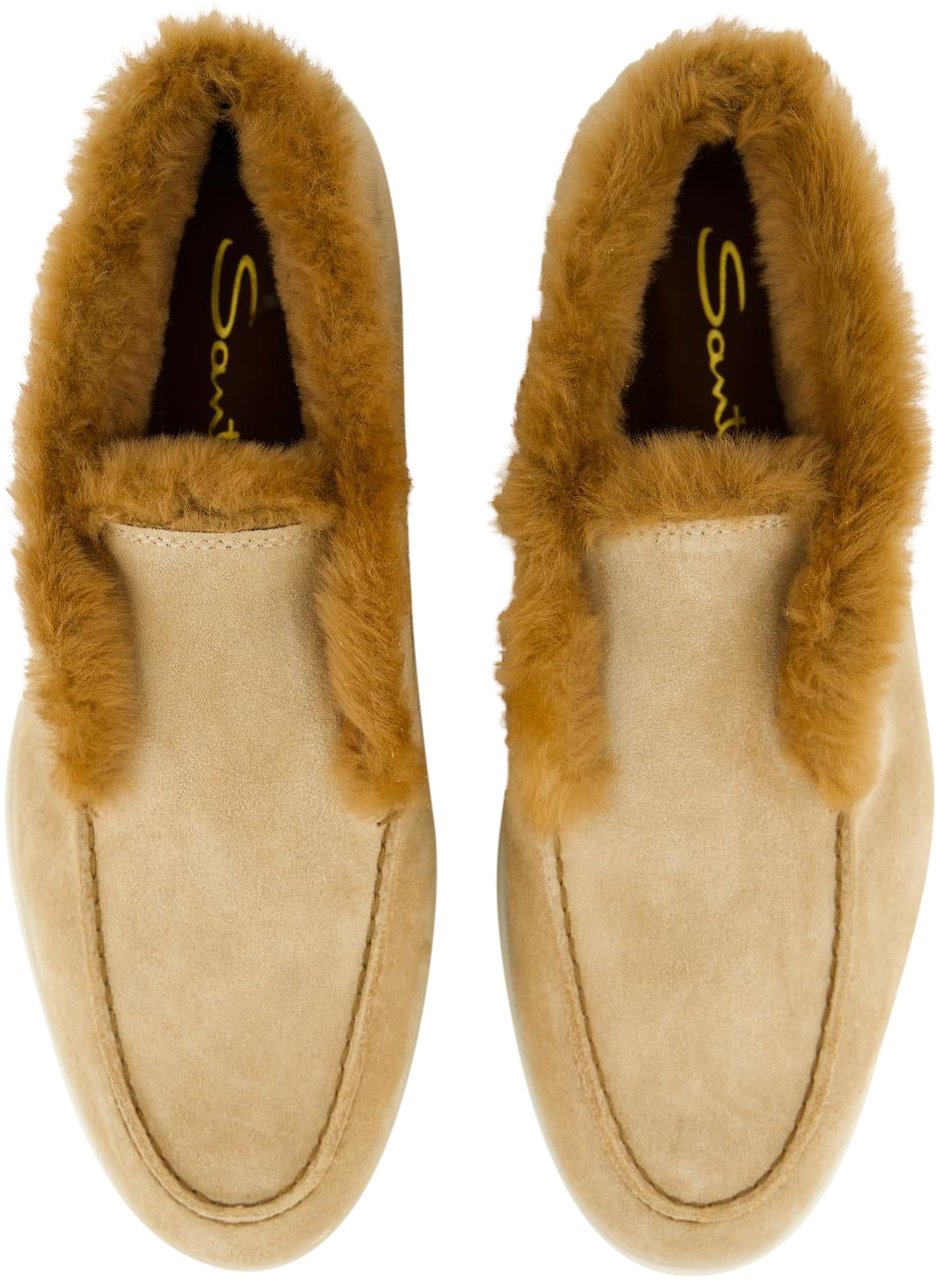 Santoni Dames Fortune Fur Loafer Beige Beige