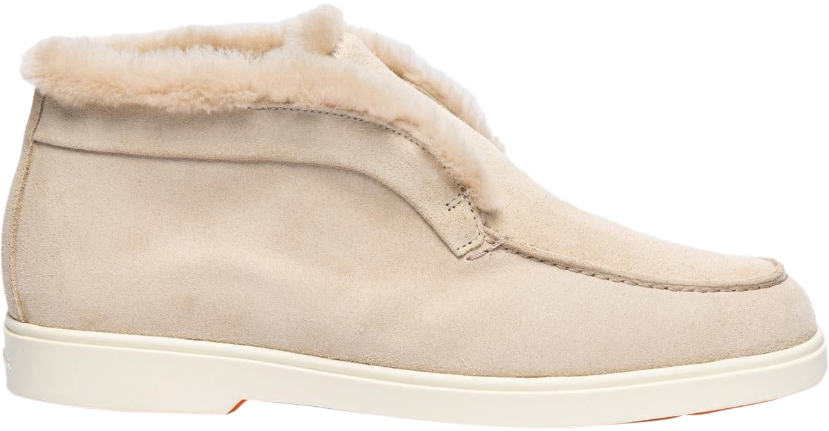 Santoni Dames Fortune Fur Loafer Beige Beige