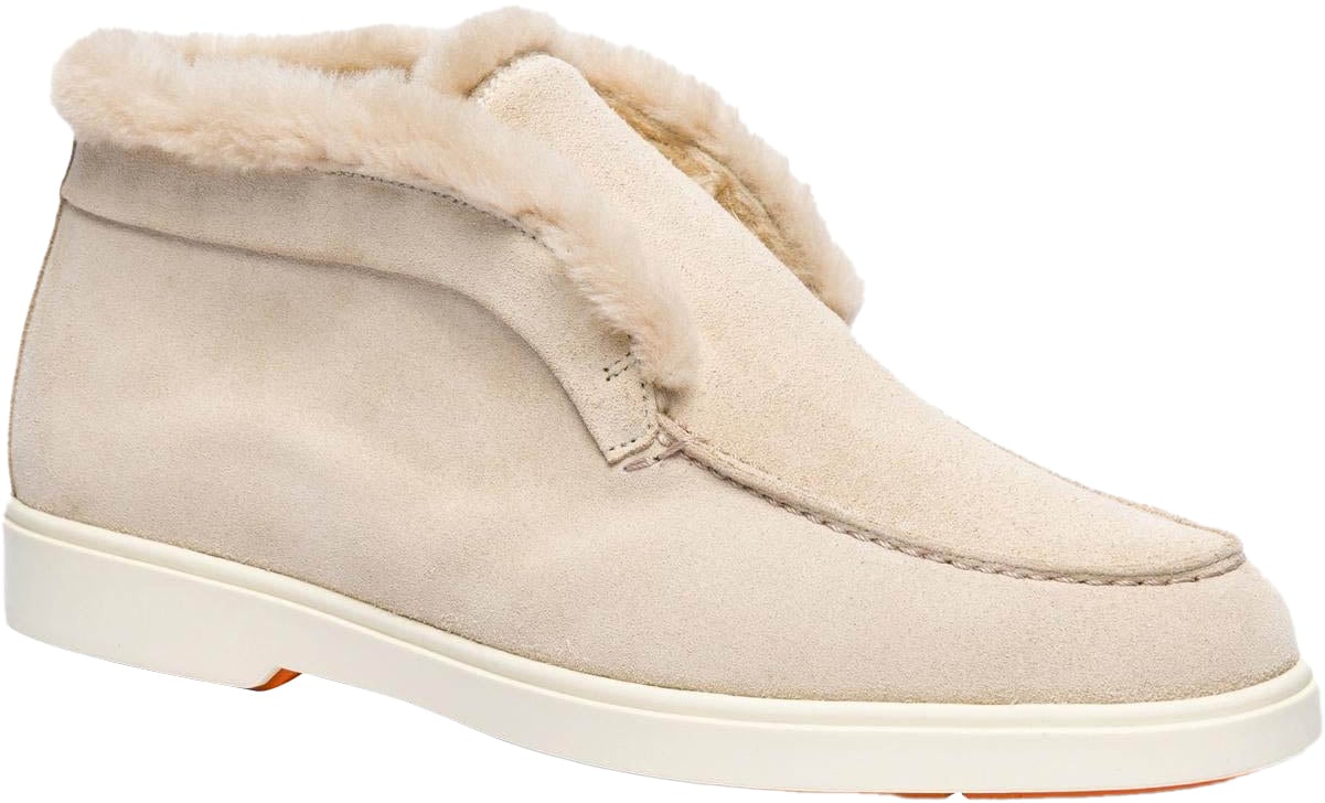 Santoni Dames Fortune Fur Loafer Beige Beige