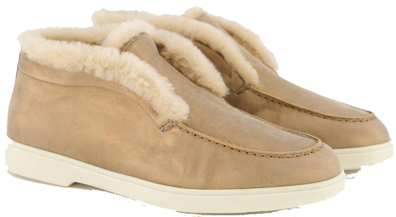 Santoni Dames Fortune Fur Loafer Metallic Metallic