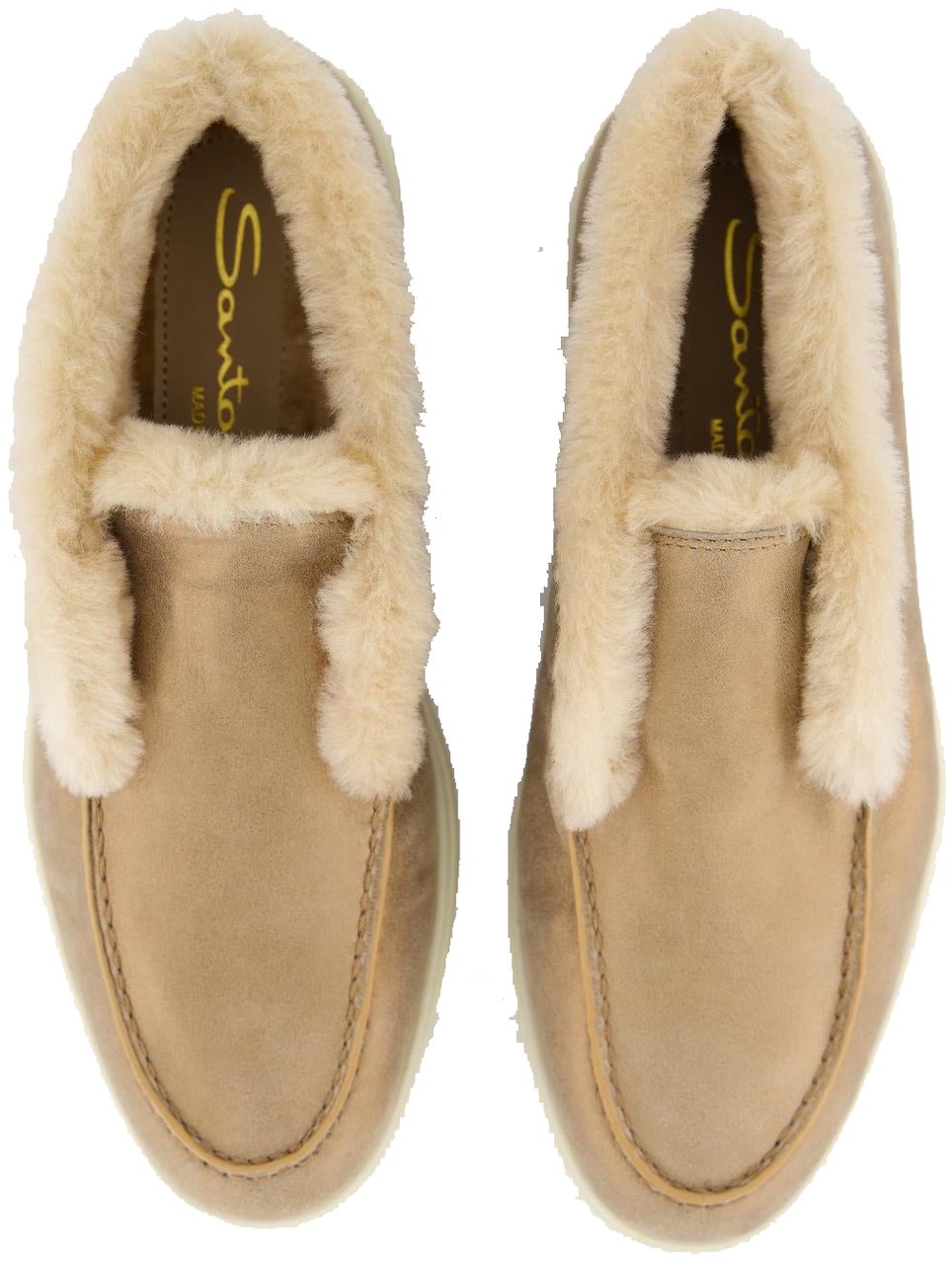 Santoni Dames Fortune Fur Loafer Metallic Metallic