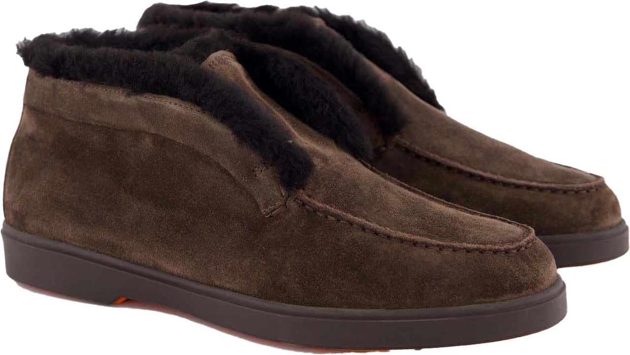 Santoni Dames Fortune Fur Loafer Bruin Bruin