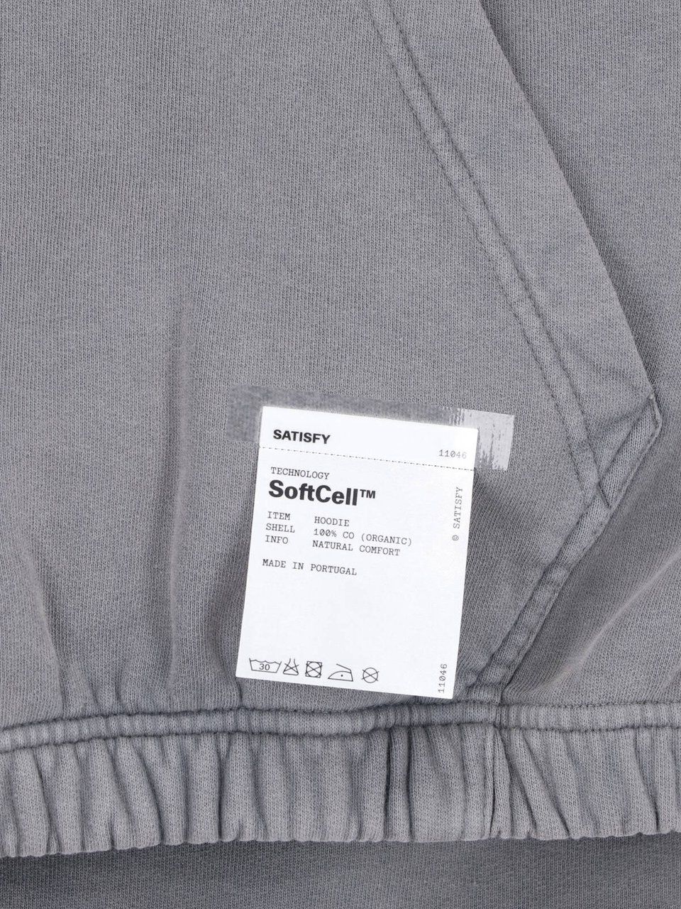 Satisfy Gray Softcell™ Cotton Hooded Sweatshirt Grijs