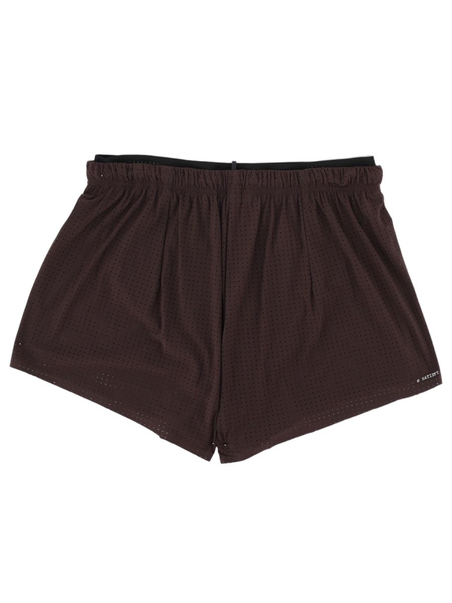 Satisfy Lightweight Breathable Brown Shorts With Relaxed Fit Zwart