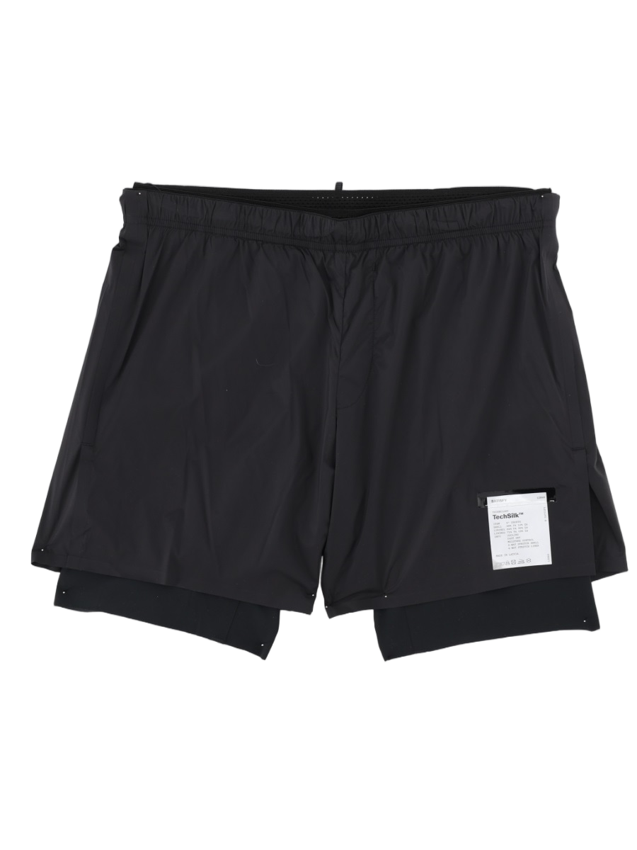 Satisfy Layered Black Activewear Shorts With Elastic Waistband Zwart