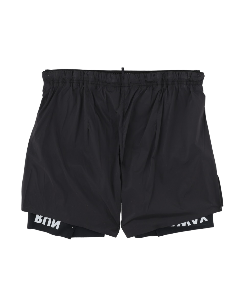 Satisfy Layered Black Activewear Shorts With Elastic Waistband Zwart