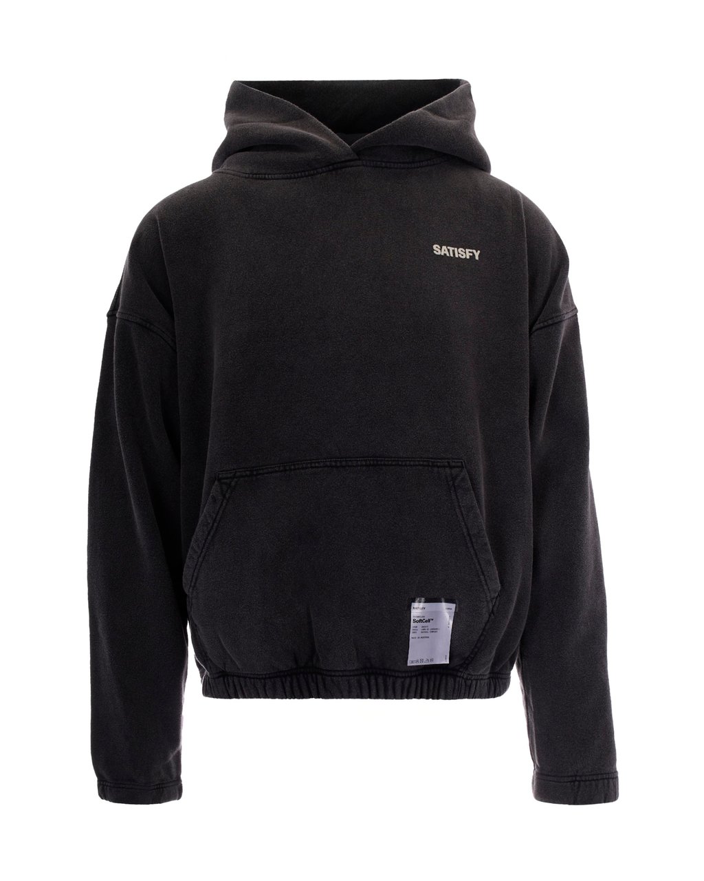 Satisfy Soft French Terry Black Hoodie with Embossed Detailing Zwart