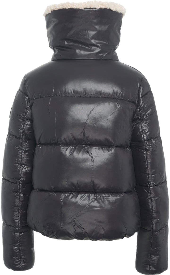 Save the Duck Puffer with faux fur collar Zwart