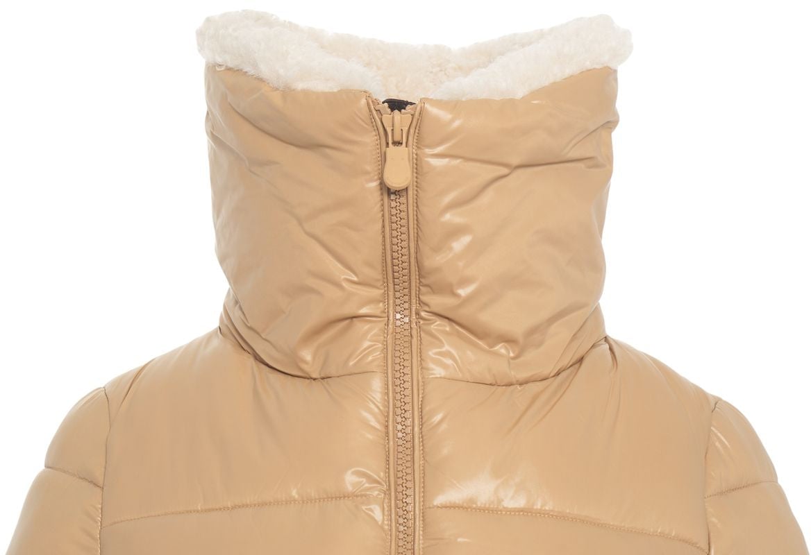 Save the Duck Puffer with faux fur collar Beige