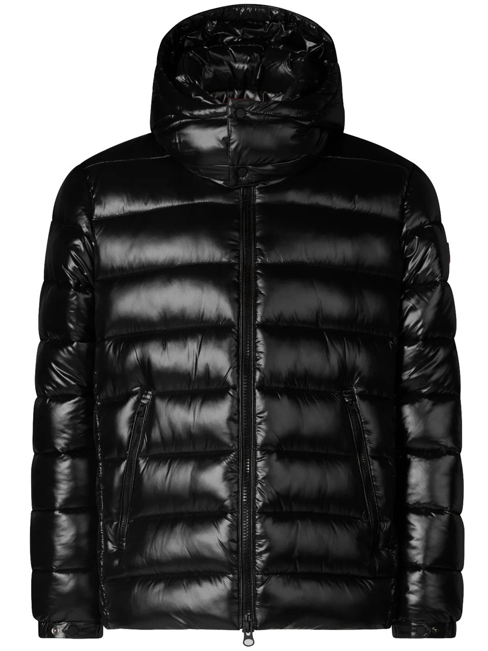 Save the Duck Glossy Padded Jacket with High Collar and Hood Zwart