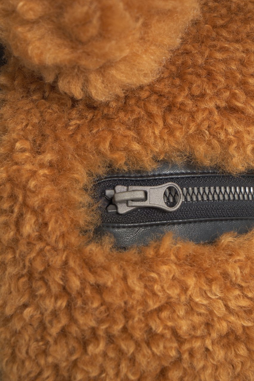 Save the Duck Faux fur jacket 'Hester' Oranje