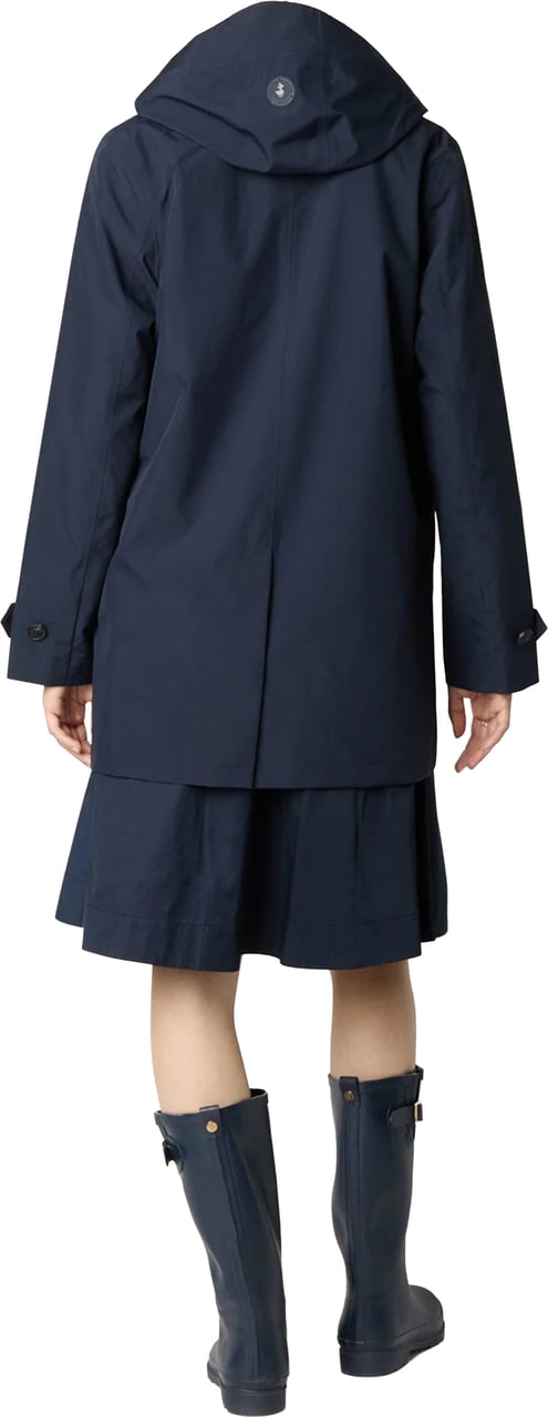 Save the Duck Navy Blue April Hooded Single Breasted Coat Zwart